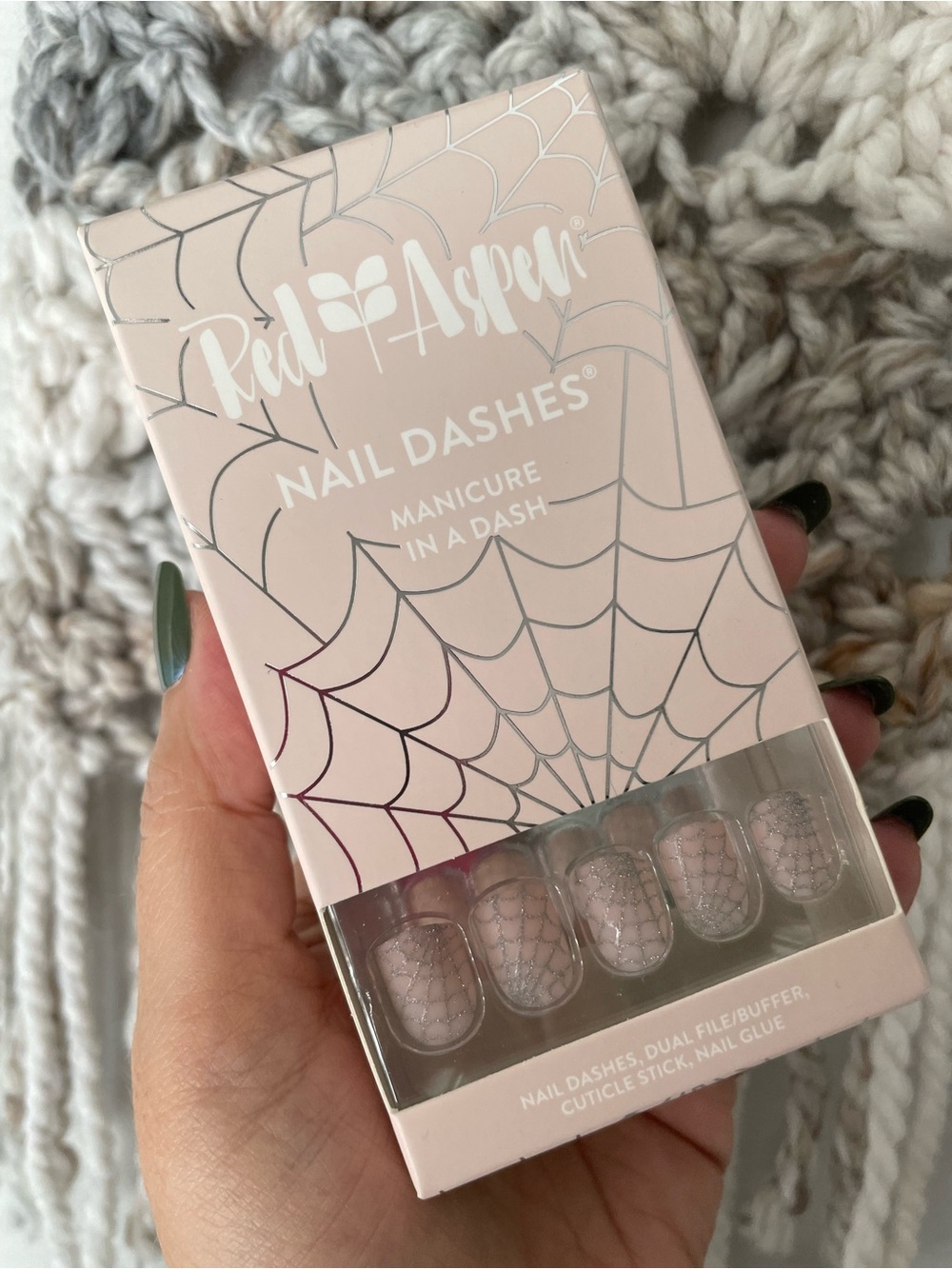 Red Aspen Nail Dashes in Boo Season Halloween short press on nails NEW